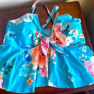 Blue floral tankini